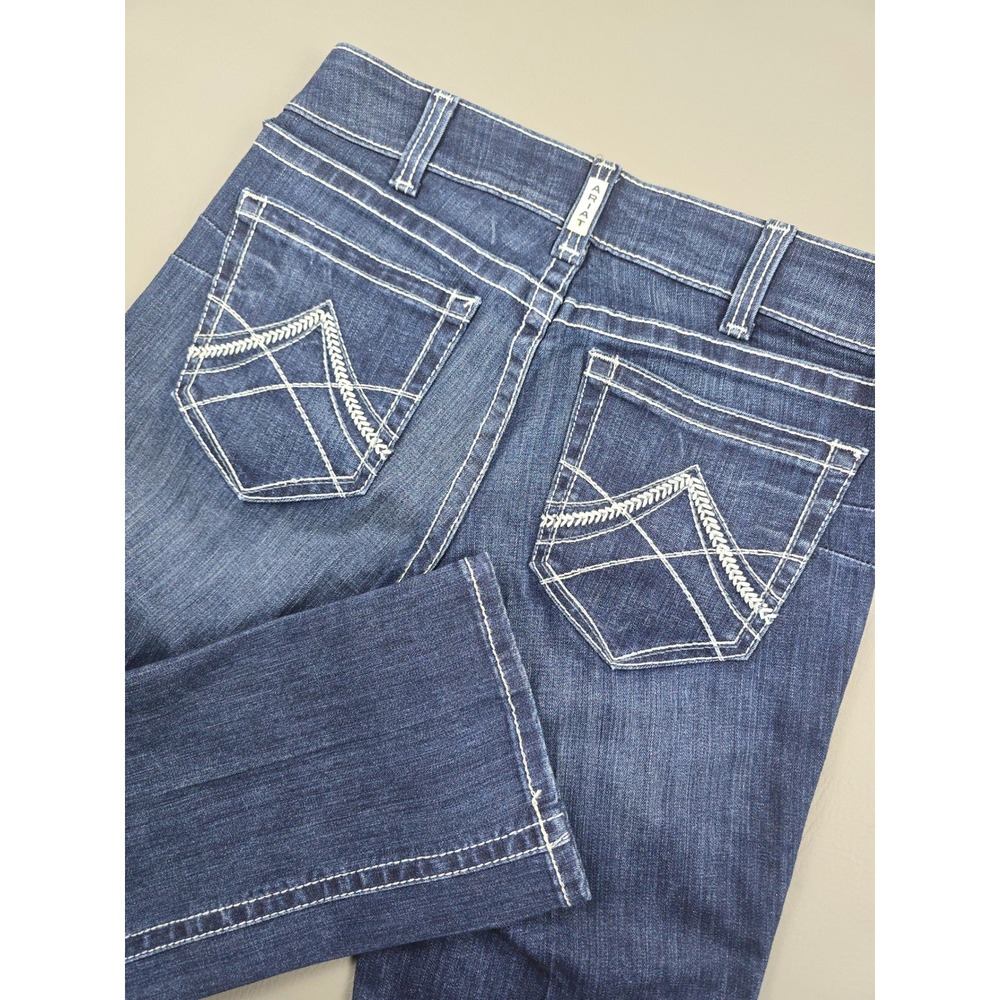 Ariat Real Denim Straight Leg Jeans Dark Wash Contrast Stitch 30R 30x32 Western